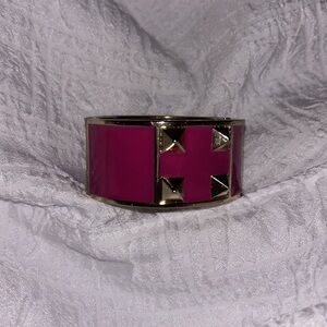 Pink and Gold Tone  Stud hinge Cuff chunky Bracelet